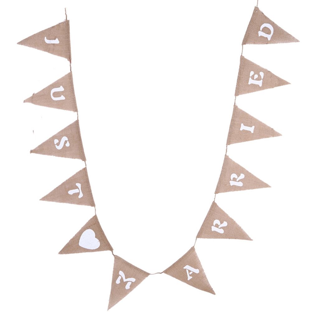 12pcs/ Set Fashionable Cloth Triangle Banner Just Married English Letter for Party Decoration