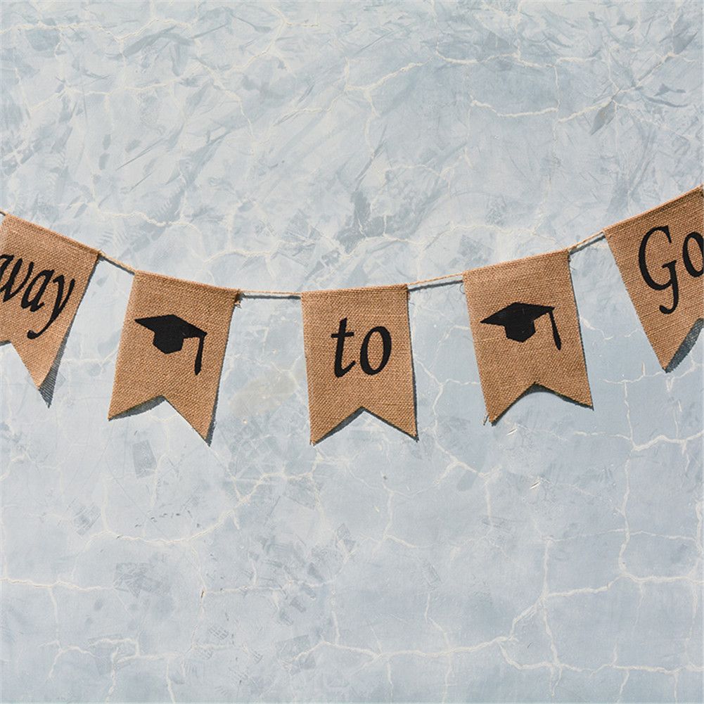 Doctoral Cap Burlap Banner Hanging Linen Swallowtail Flags for Graduation Ceremony Party Decor
