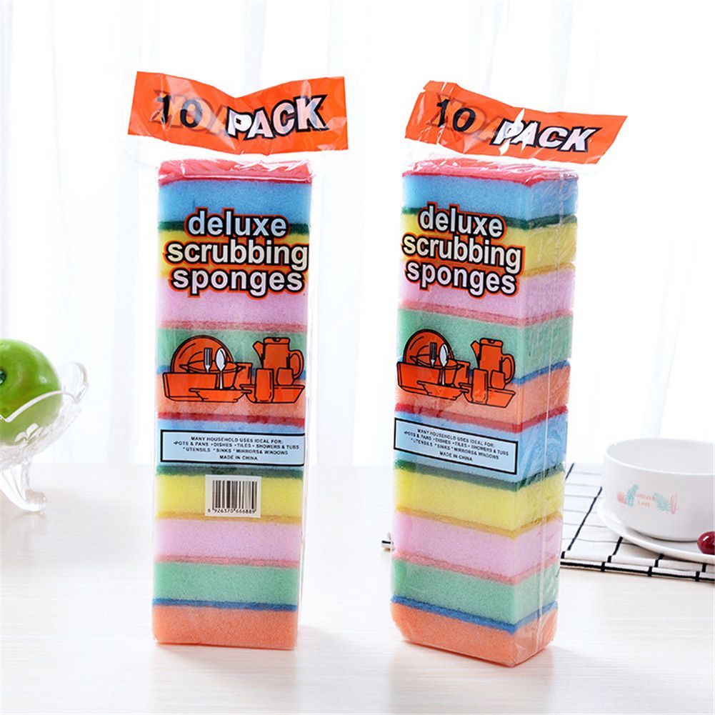 10pcs/ Set Durable Cleaning Sponge Kitchen Tool for Dishes Bowl Pot Pan