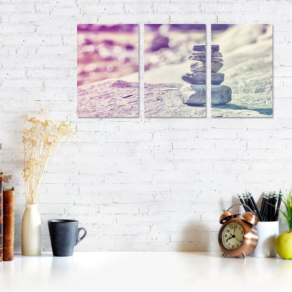 3Pcs Stone Pattern Canvas Wall Art Painting Printed Picture for Home Office Decor