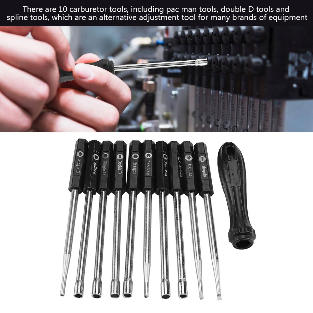 10 PCS Carburetor Adjustment Set Screwdriver Card Tool Splined Pacman Double D Type