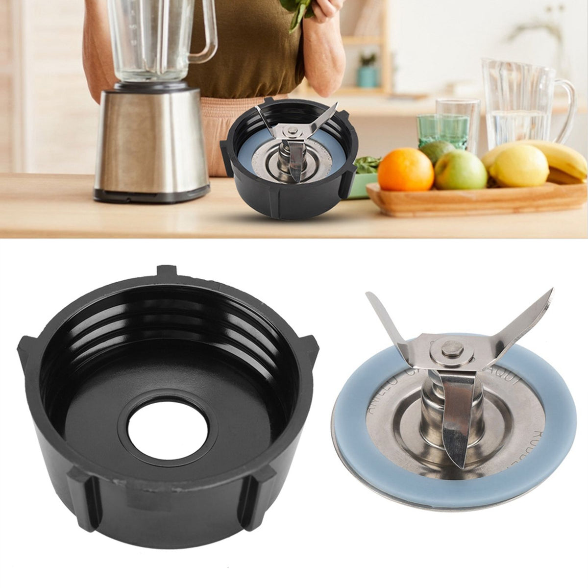 Stainless Steel Blade with Bottom Base Sealing Ring Juice Extractor Blender Replacement Set
