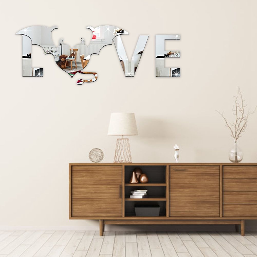 Love and Bat Pattern Wall Sticker for Living Room Backdrop Wall Bedroom