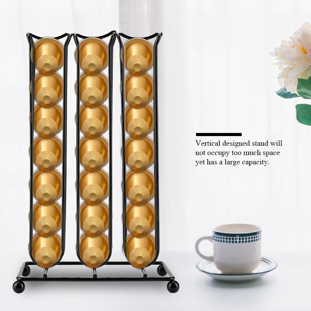 Black Color Chrome Plating Iron Coffee Capsule Storage Rack for Holding 42 Pieces Capsules