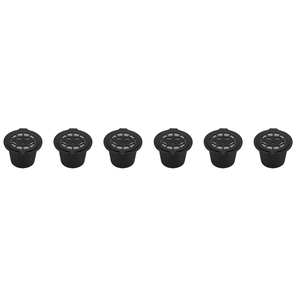6Pcs Plastic and Stainless Steel Refillable Reusable Coffee Capsule Filters Baskets Replacement