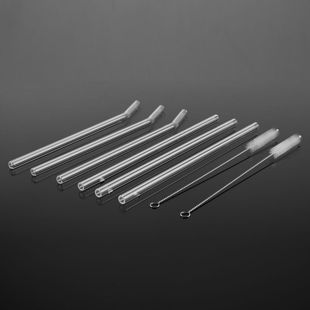 Reusable Eco friendly Glass Drinking Straw with Cleaning Brush Transparent Convenient Tableware