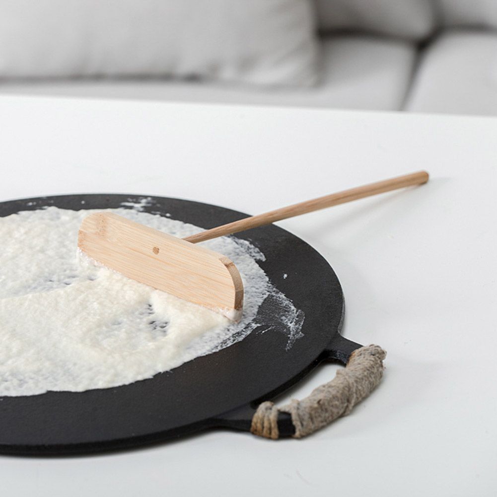 Small Bamboo Portable Washable Pancake Rake with Long Handle Cooking Tool