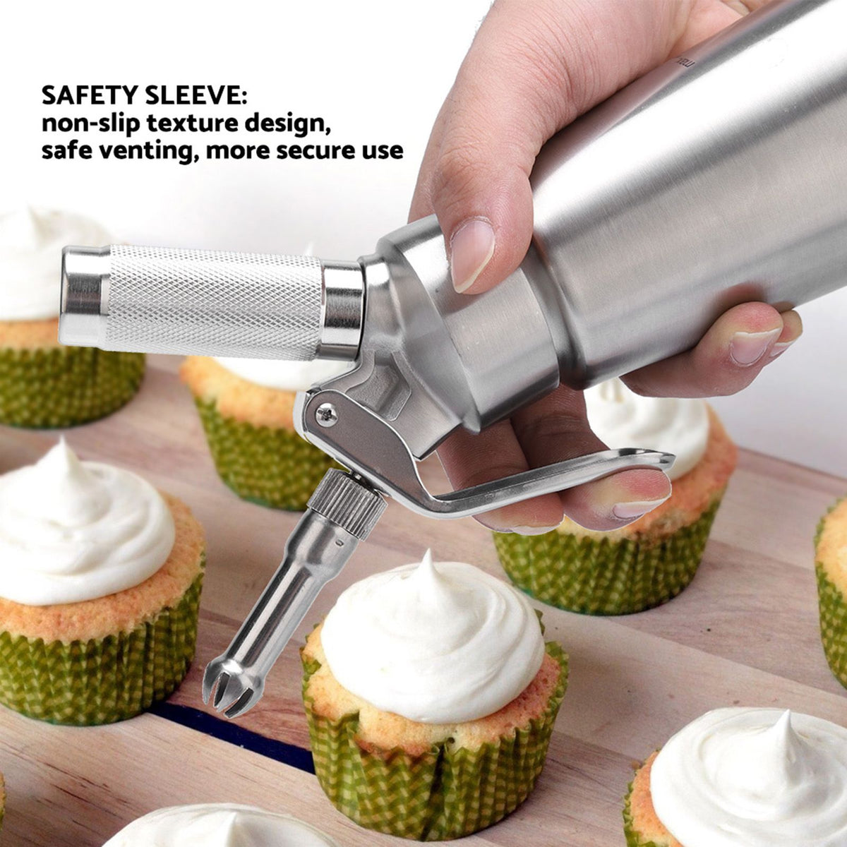 Stainless Steel Whipped Cream Dispenser Bundle With Three Nozzles 1000ml