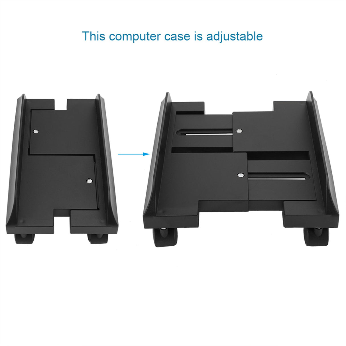 Removable Computer Case Stand Holder Bracket Desktop Mainframe Storage Rack with Brake(Black)