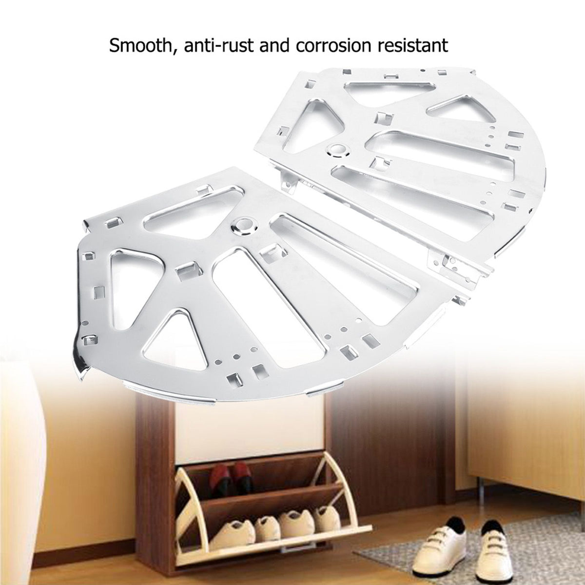 2Pcs Stainless Steel Shoes Drawer Cabinet Hinges Turing Rack Replacement Fittings(3 Layers)