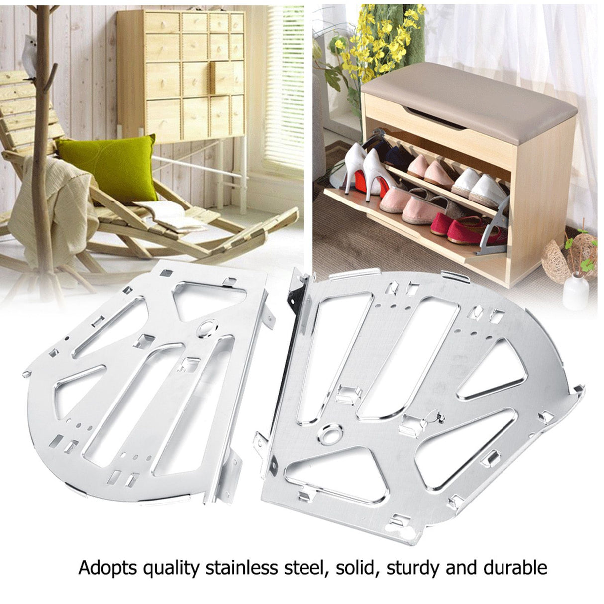 2Pcs Stainless Steel Shoes Drawer Cabinet Hinges Turing Rack Replacement Fittings(3 Layers)