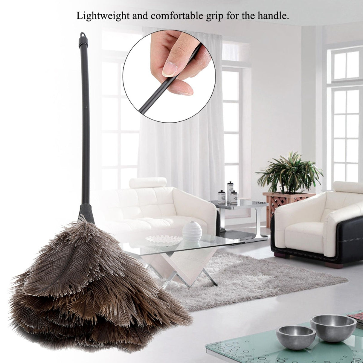 Mini Handmade Washable Reusable Ostrich Feather Duster for Books Keyboard Office Home