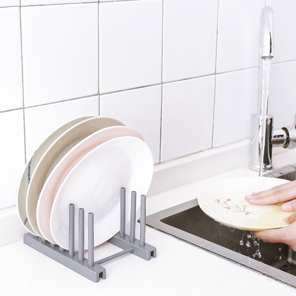 1Pc Removable Dish Plate Drying Rack Draining Board Stand Holder for Kitchen Supplies(Grey)