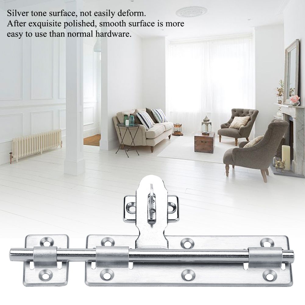 1Pc 8inch Stainless Steel Security Home Door Bolt Padlock Sliding Barrel Bolts Window Lock