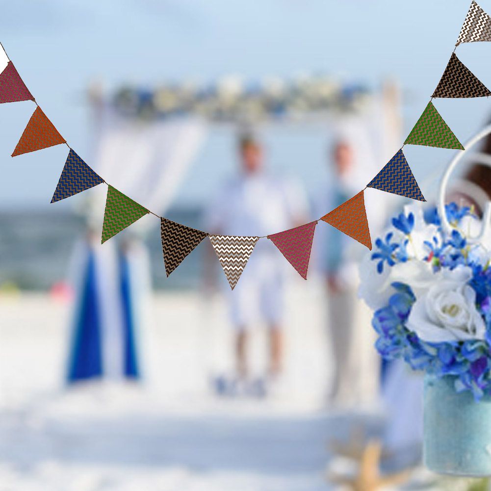 Triangle Linen Hanging Flags Banner Bunting for Wedding Bridal Proposal Decoration