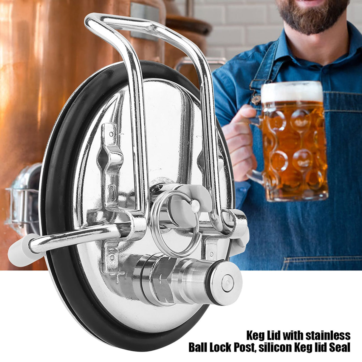 Homebrew Cornelius Style Keg Carbonation Keg Lid with 0.5 Micron Diffusion Stone