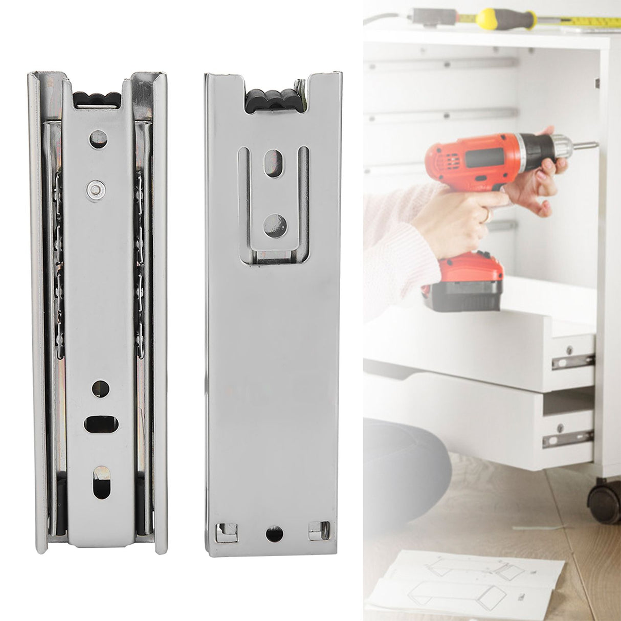 2pcs 5in Mini Short Drawer Slides Furniture Guide Rail Full Extension Kitchen Cupboard Hardware