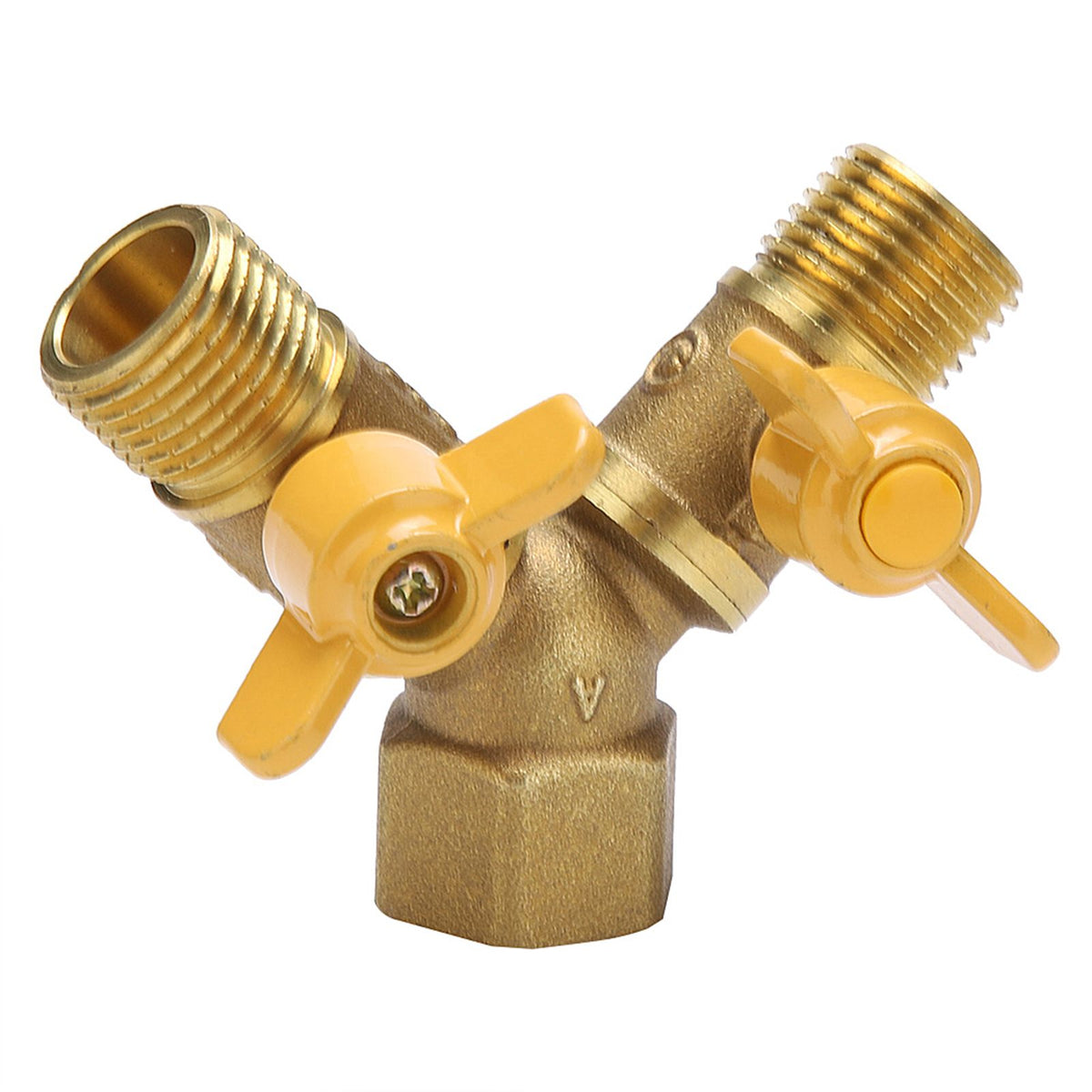 G1/2 Brass Garden Irrigation 2 Way Double Tap Hose Adapter Dual Faucet Connector