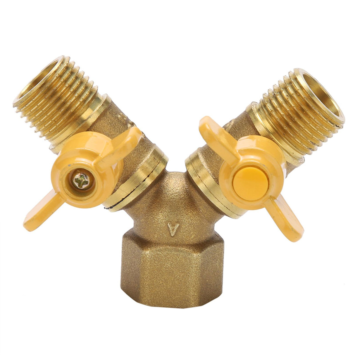 G1/2 Brass Garden Irrigation 2 Way Double Tap Hose Adapter Dual Faucet Connector