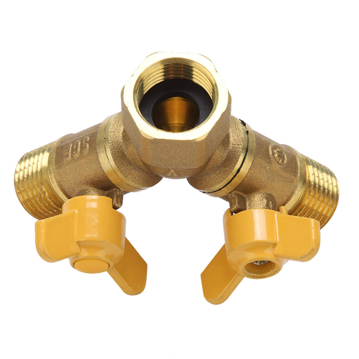 G1/2 Brass Garden Irrigation 2 Way Double Tap Hose Adapter Dual Faucet Connector