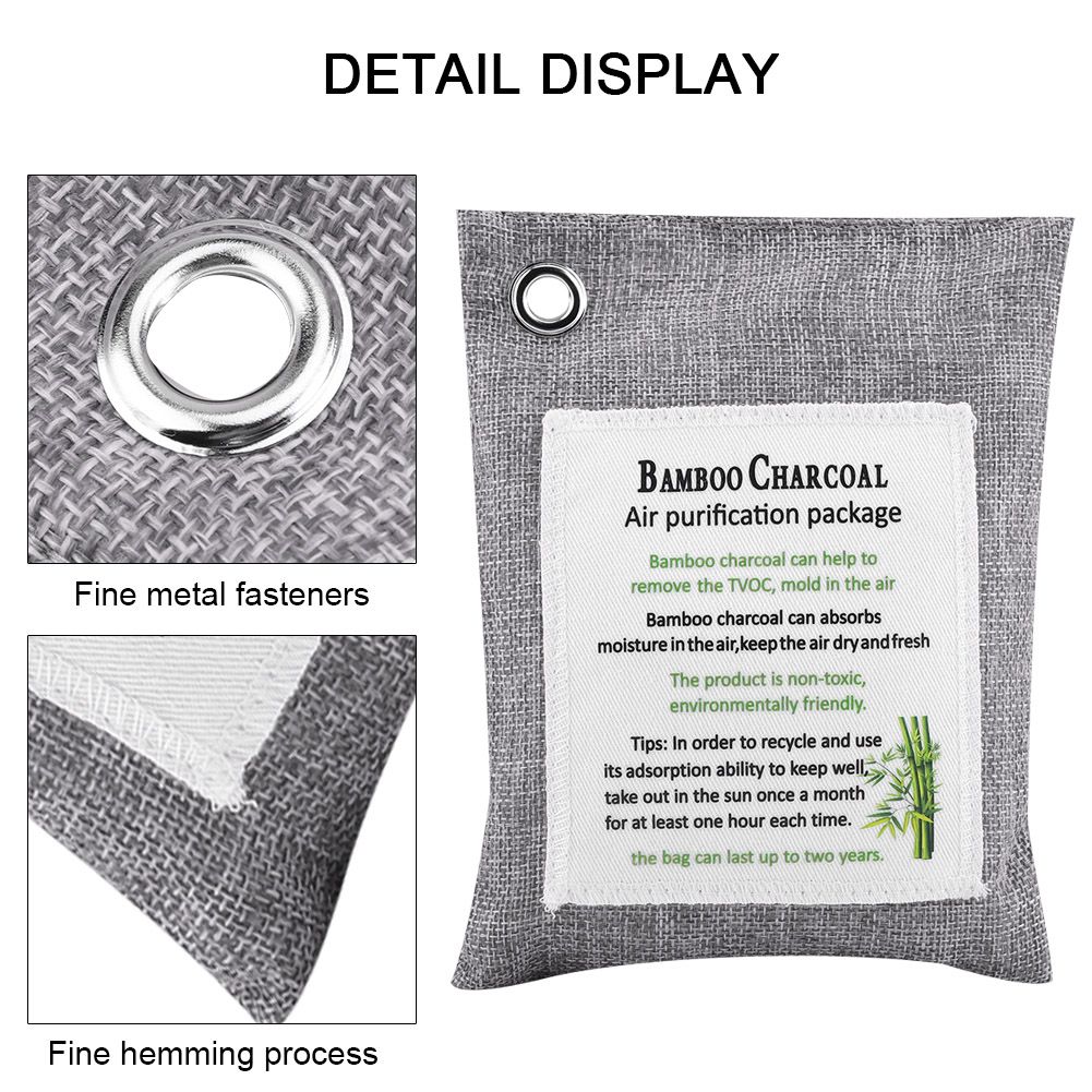 8 Colors Air Purifying Bag Activated Charcoal Bamboo Odor Purifyer Car Deodorizer Grey
