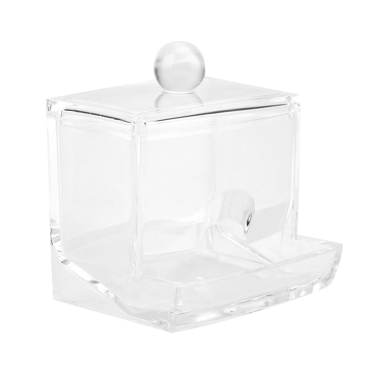 Acrylic Clear Cotton Swab Dispenser Storage Box Holder Desktop Cosmetic Makeup Case