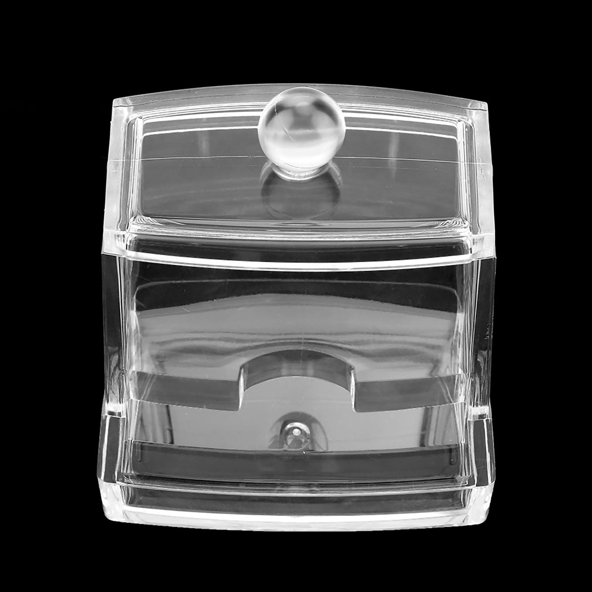 Acrylic Clear Cotton Swab Dispenser Storage Box Holder Desktop Cosmetic Makeup Case