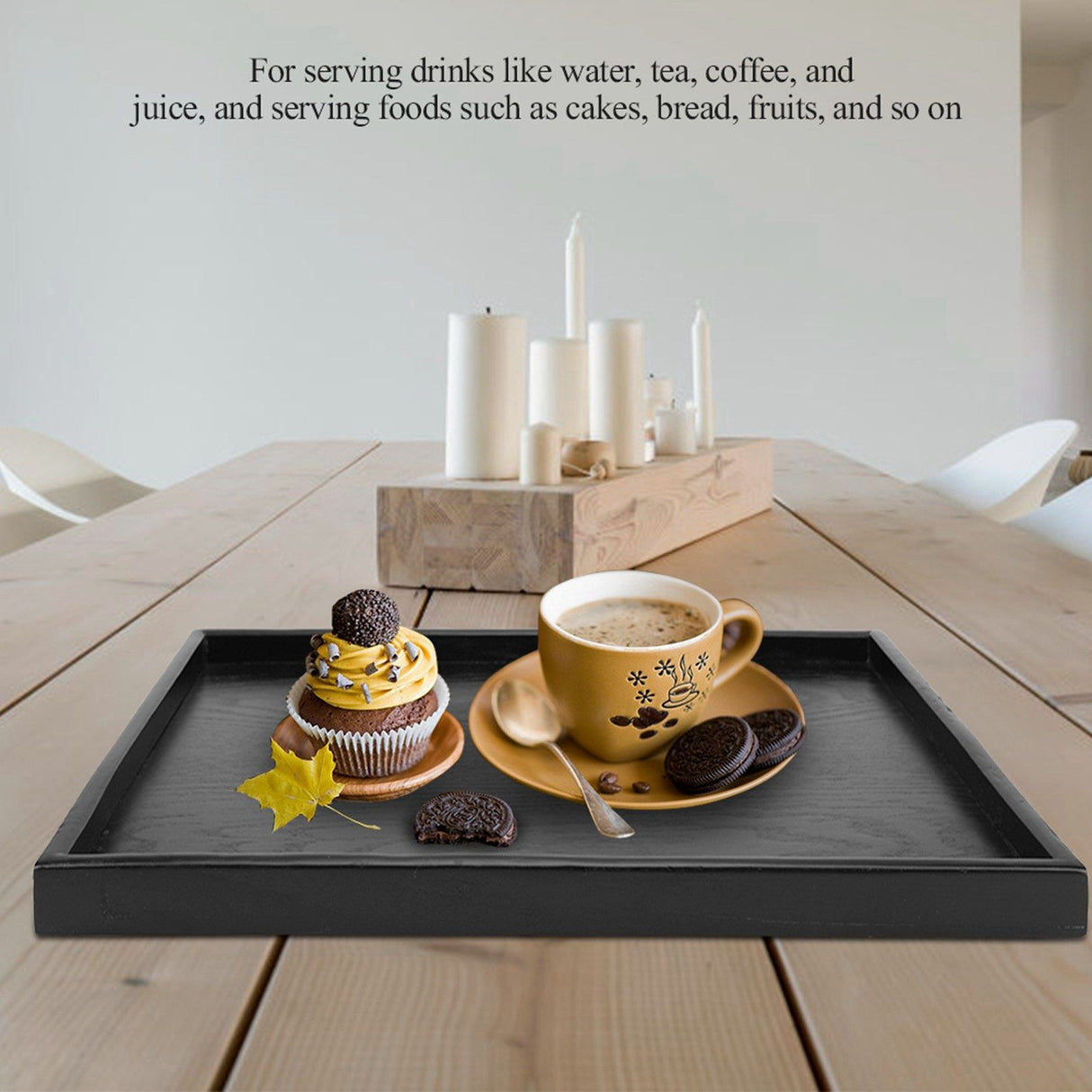 Rectangle Shape Solid Wood Tea Coffee Snack Food Meals Serving Tray Plate Trays 40 x 30 cm