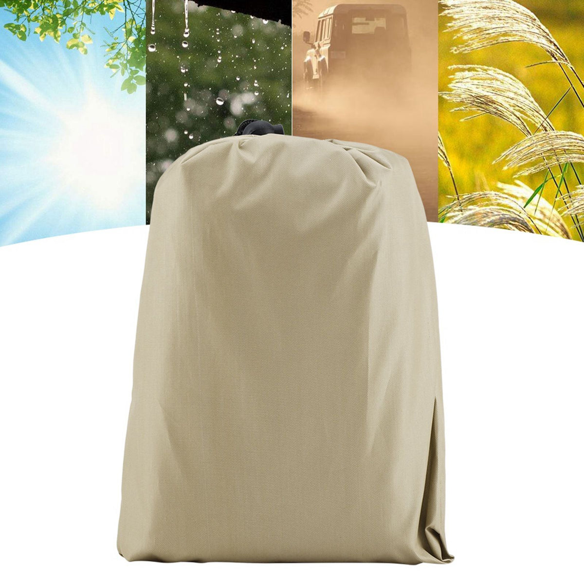 Round Table Dust Cover Outdoor Waterproof Garden Patio Furniture Covers(Beige)