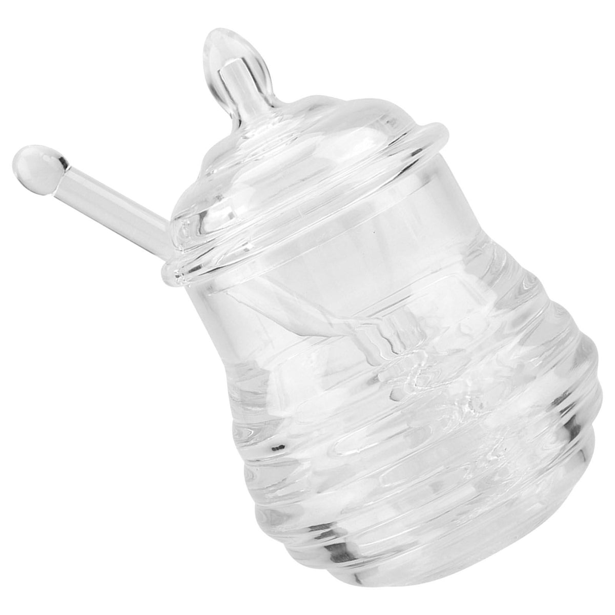 245ml Transparent Beehiveshaped Honey Jar with Dripper Stick for Storing and Dispensing Honey