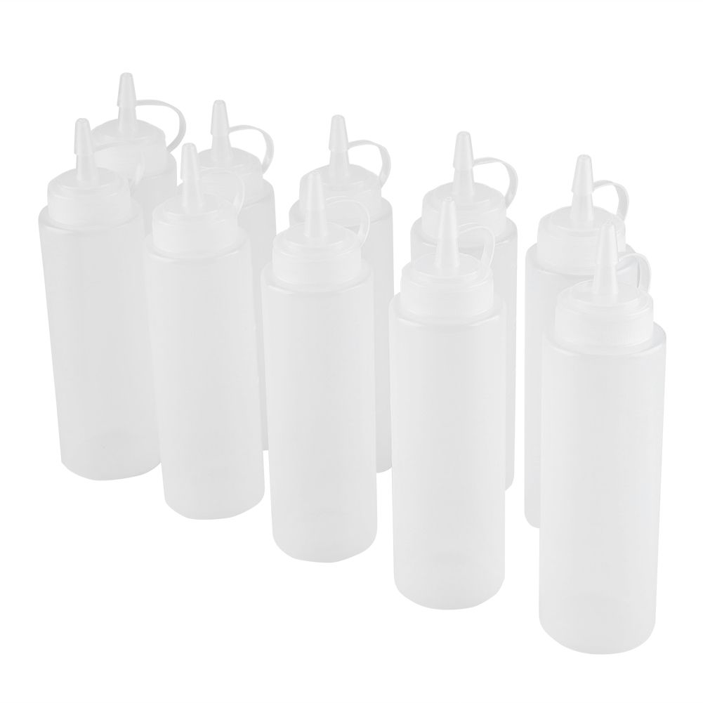 240ml 10pcs / Set Plastic Condiment Dispenser for Sauce Oil Cream Vineger (White)