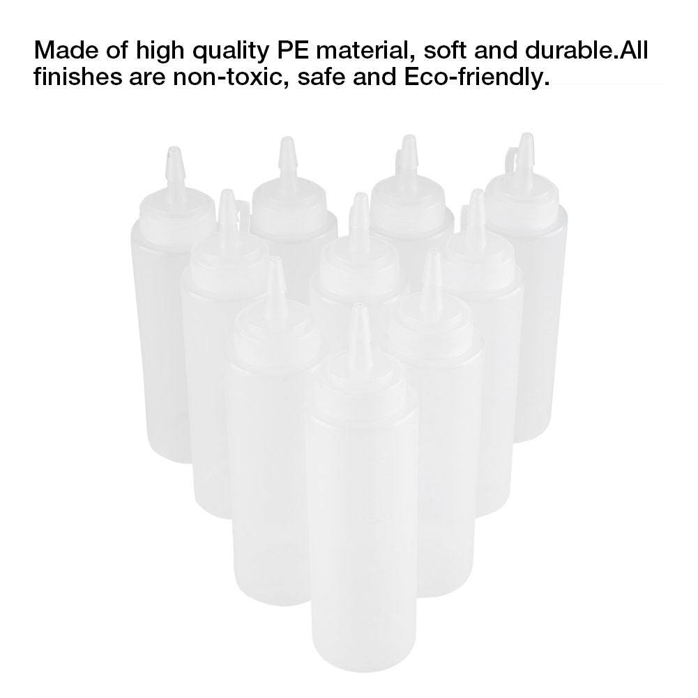 240ml 10pcs / Set Plastic Condiment Dispenser for Sauce Oil Cream Vineger (White)