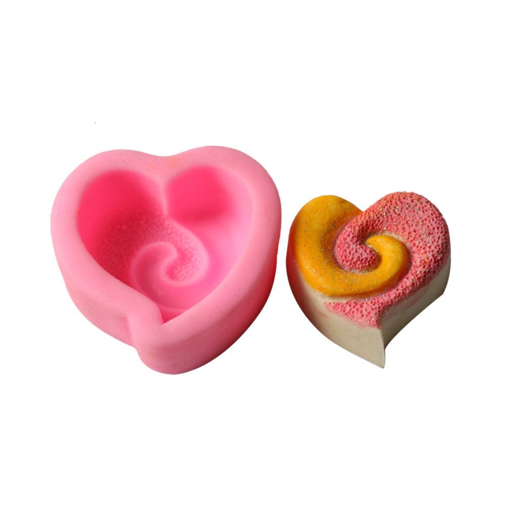Spiral Loving Heart Cake Baking Cookie Chocolate Sugar Paste Candle Soap Silicone Mold Bakeware