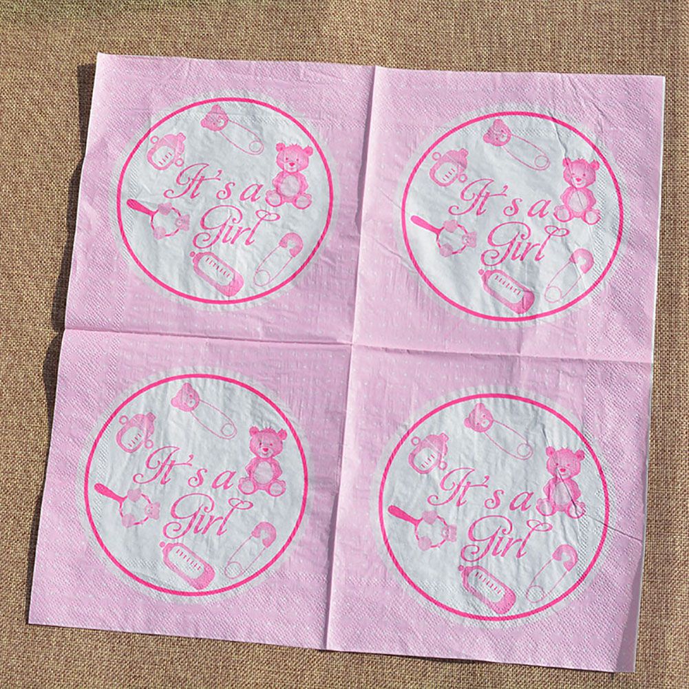 20Pcs It's A Boy Girl Adorable Baby Shower Birthday Party Celebration Paper (Pink)