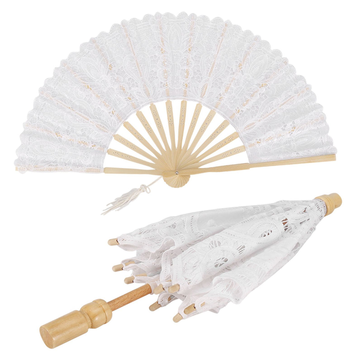 Lace Umbrella Fan Parasol for Lady Women Party Decor Dancing Photography Prop