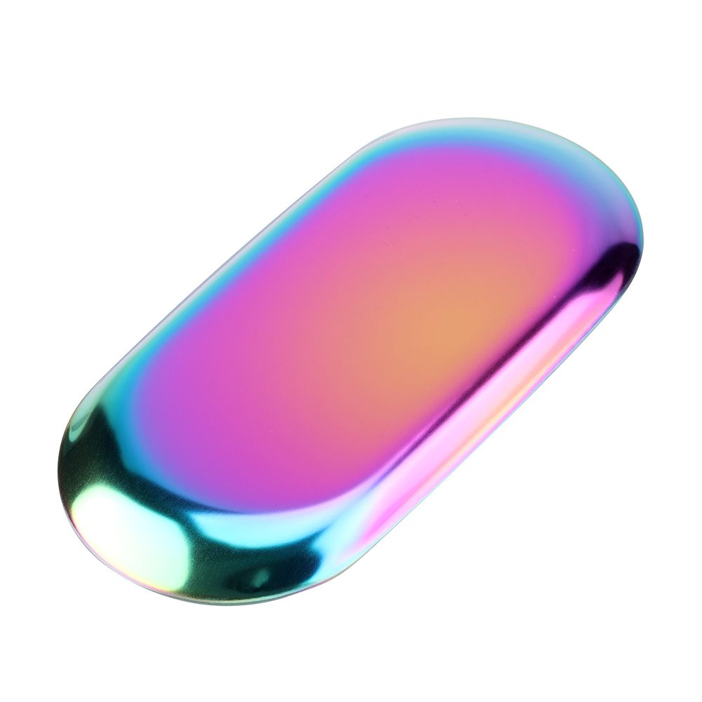 Nordic Style Stainless Storage Tray Cosmetics Jewelry Cake Plate for Office Desks(Rainbow L)