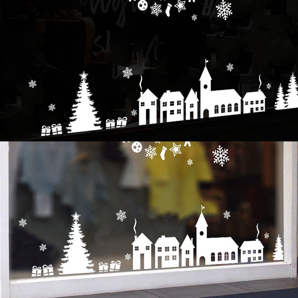 Christmas Element Pattern Snowflake Self adhesive Removable Decorative Sticker for Home Office