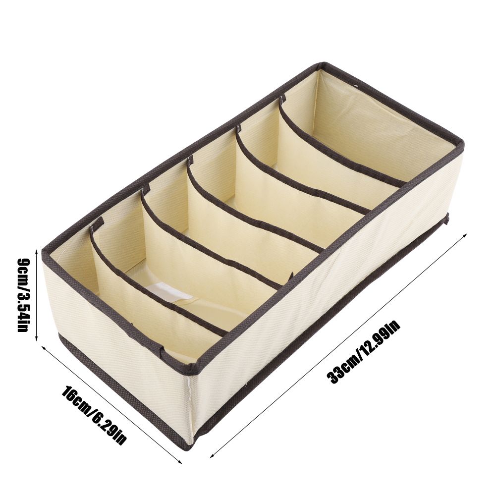 Portable Foldable Durable Divider Storage Box Case Container for Bra Underwear Sock(6 Grids)