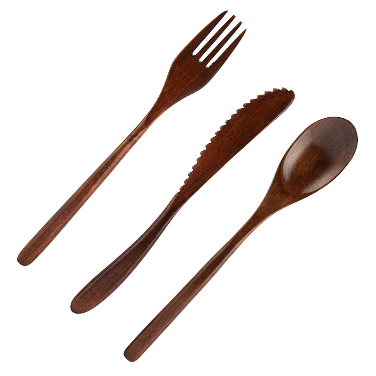 Japanese Style Reusable Bamboo Dinnerware Set Tableware Kit (Knife Fork Spoon Only)