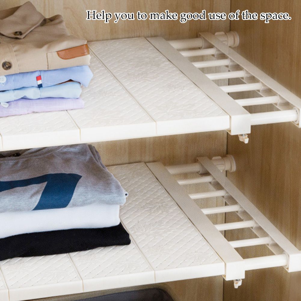 Upgraded Adjustable Storage Rack Space Saving Compartment Collecting Shelf White 53-90cm
