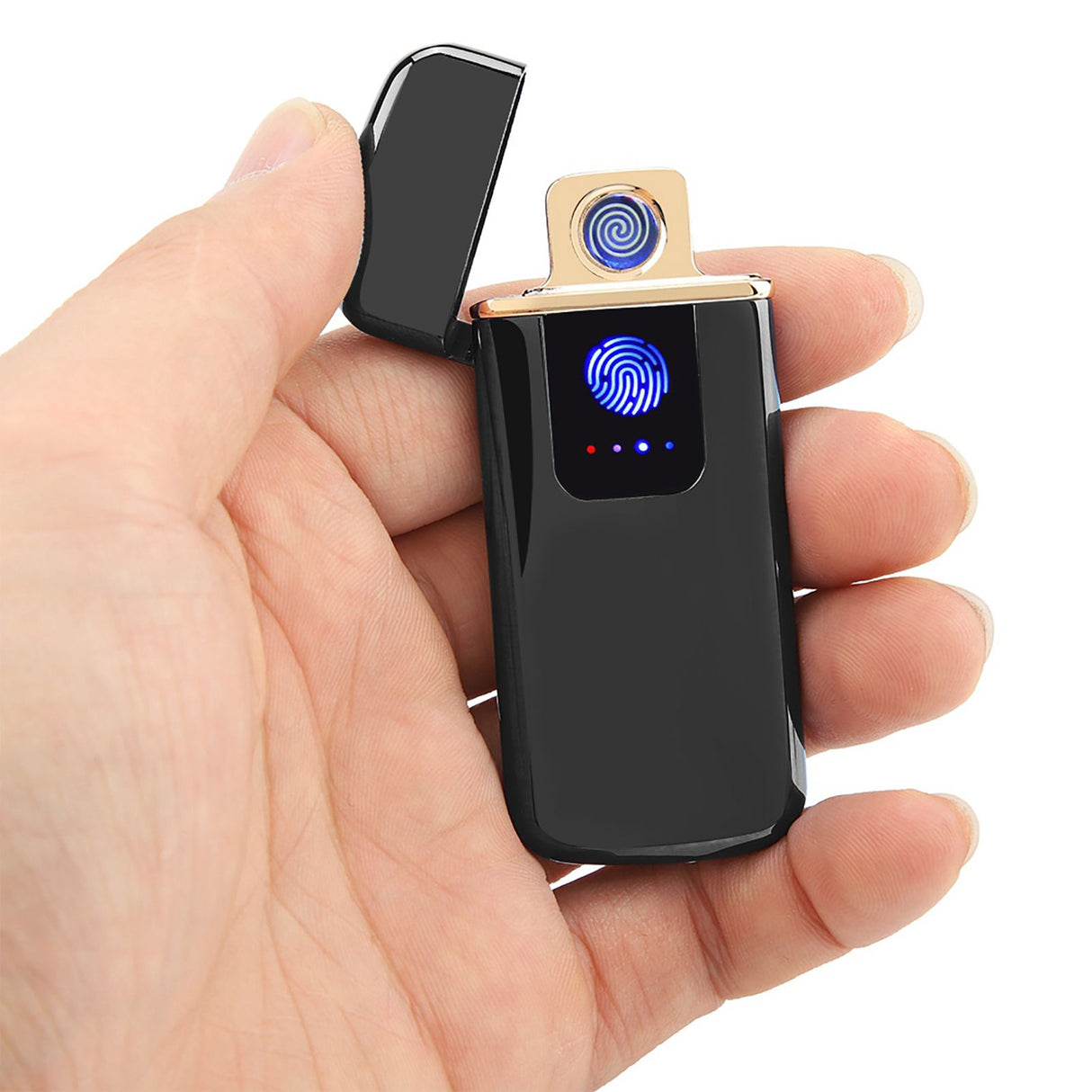 USB Rechargeable Touch Sensor Electric Windproof Cigarette Lighter Electricity Display (Black)