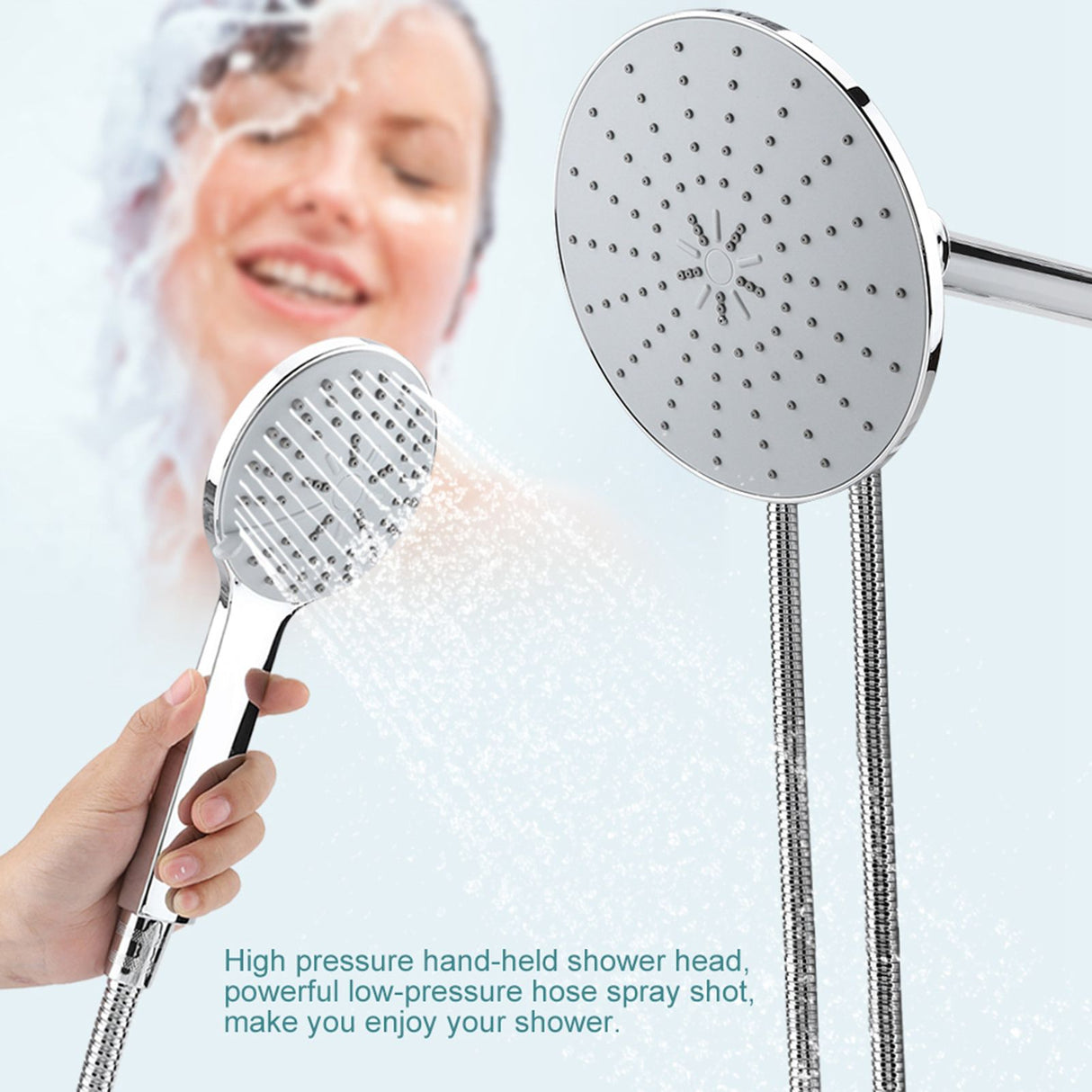 Chrome Plate High Pressure 3 Way Multi Setting Rainfall Style Dual Handheld Shower Head Combo