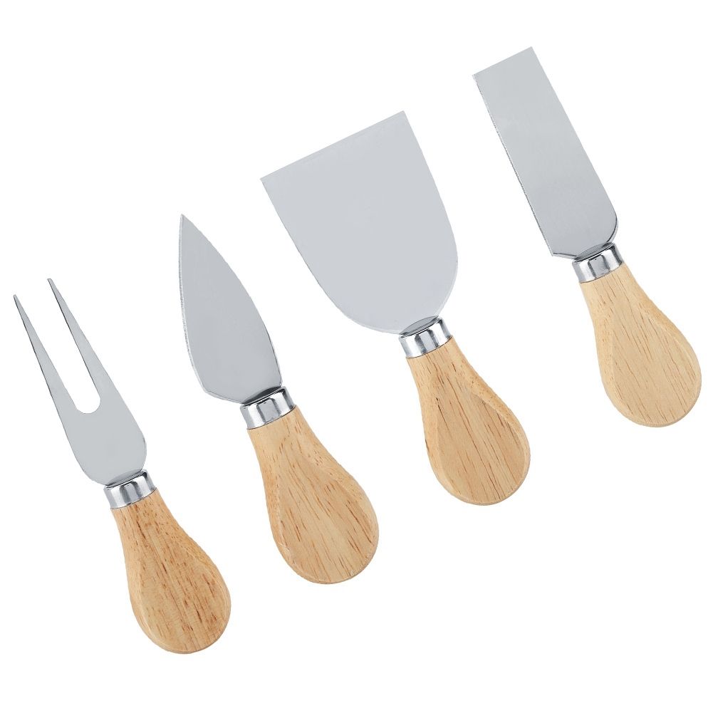 4PCS/Set Stainless Steel Cheese Knives Set Wooden Handle Cheese Cutting Knife Slicer Cutter Set