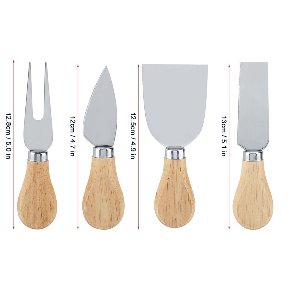 4PCS/Set Stainless Steel Cheese Knives Set Wooden Handle Cheese Cutting Knife Slicer Cutter Set
