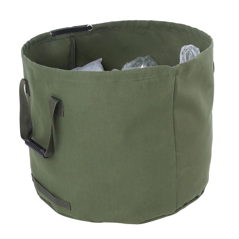 Portable Waterproof Reusable Canvas Garden Lawn Leaf Trash Waste Bag Container Storage Tote