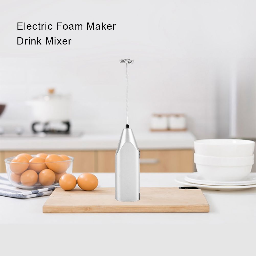 Handheld Milk Frother Electric Foam Maker for Coffee Lattes Eggs Drink Mixer(Silver)