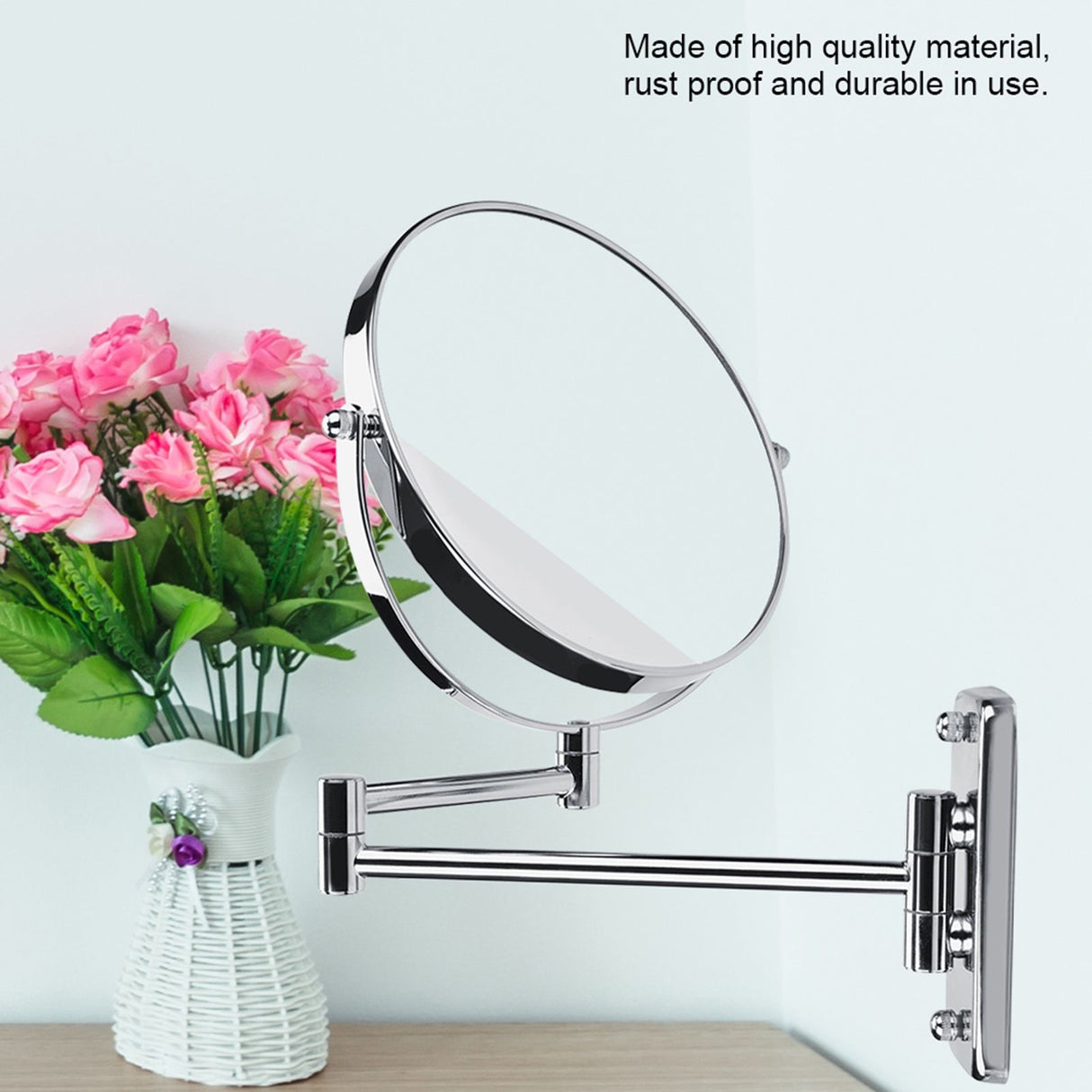 8" Wall Mount Makeup Mirror Double Sided Swivel Mirror 3X Magnifying