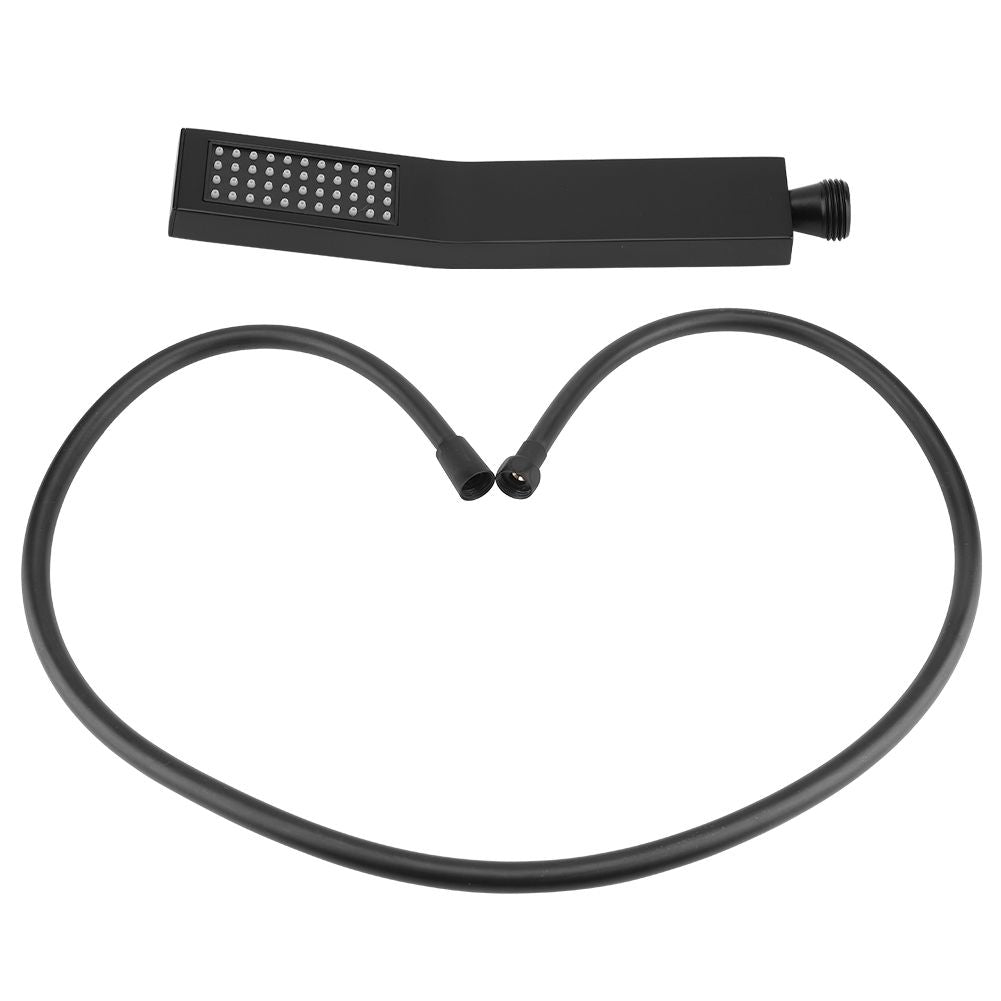 Matte Black Brass Square Handheld Shower Head Bathroom Sprayer Handshower with Hose