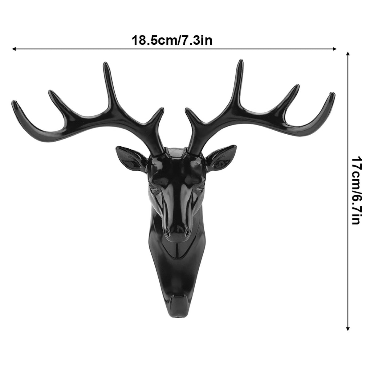 Animals Deer Head Hook Hanger Rack Holder Wall Mount for Home Room Decor(Black)