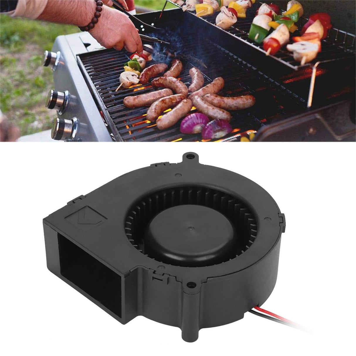 12V 2.85A BBQ Fan Air Blower for Barbecue Picnic Camping Fire Charcoal Starter